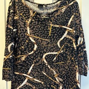 Rafaella Animal Print Top with Gold Accents